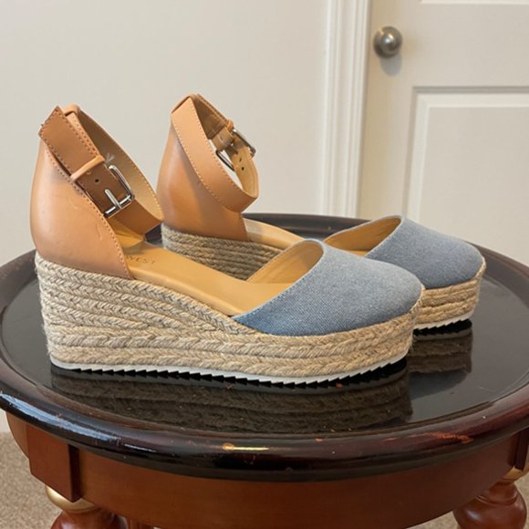 Nine West Shoes - Nine West Denim Blue/Tan Closed Toe Wedge SZ 8M